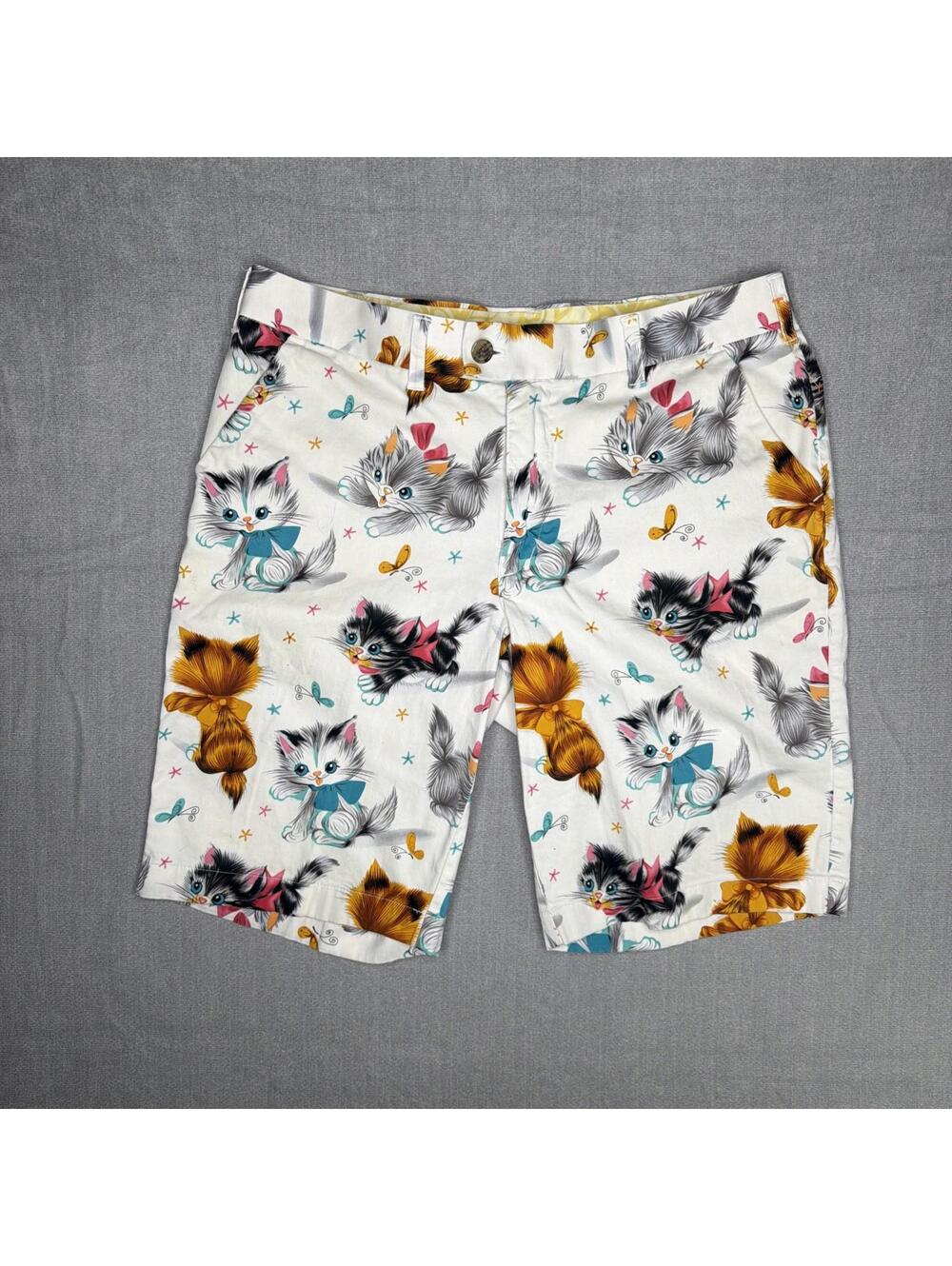 Loudmouth Rare Happy Cats Kitten Graphic Golf Shorts Bermudas Men's 34
